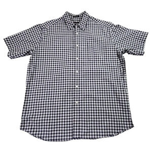 Eddie Bauer Corded Chambray Shirt Mens Large Blue White Check Heritage Preppy
